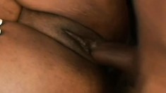 Big breasted caramel girl takes a black dick in her snatch from behind