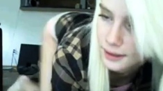 Slim blonde teen on cam