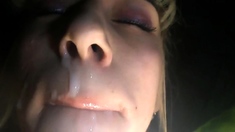 Trucker fucking Russian blonde whore and cum in mouth