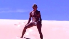 Tanned Guy On Beach In Tiny String Thong (temporarily!)